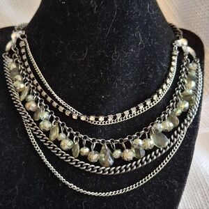 Simply Vera Green Stone And Silver Statement Necklace